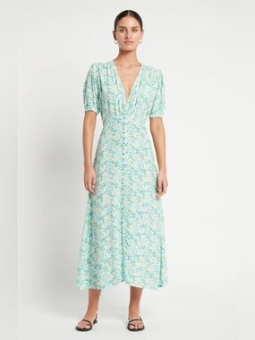 Faithfull the Brand Bellavista Midi Dress Blue Floral Varenna Small S